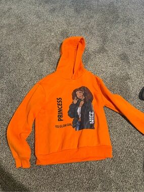 SHEIN Bright Orange Pullover Hoodie